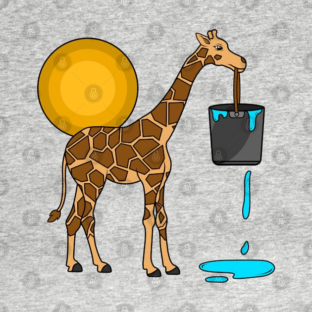 Cute giraffe with an overflowing bucket of water by Markus Schnabel